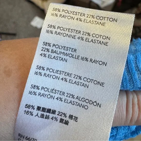 Free People Blue Westend Thermal Top Blouse Womens S Oversized Boho Fall Sweater - Picture 10 of 11